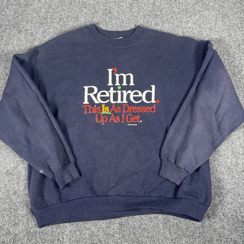 Vintage Peacock Sweatshirt Mens Large Blue I'm Retired Graphic Funny Dad 80s 90s